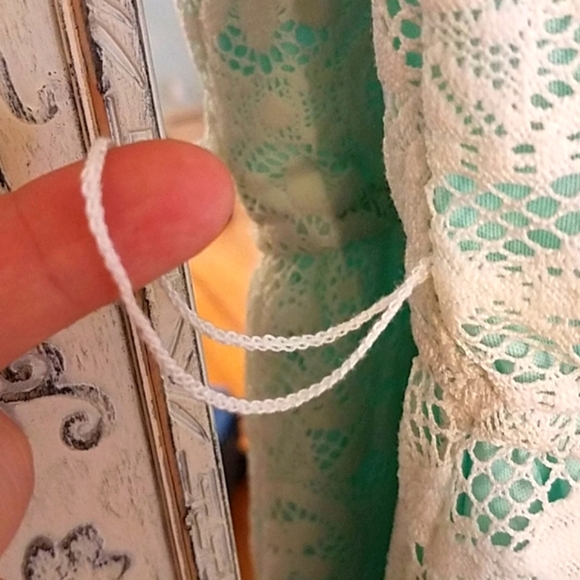 Maurices Beautiful Off-white Lace Turquoise High-low Sundress Cutout XS - Picture 13 of 14